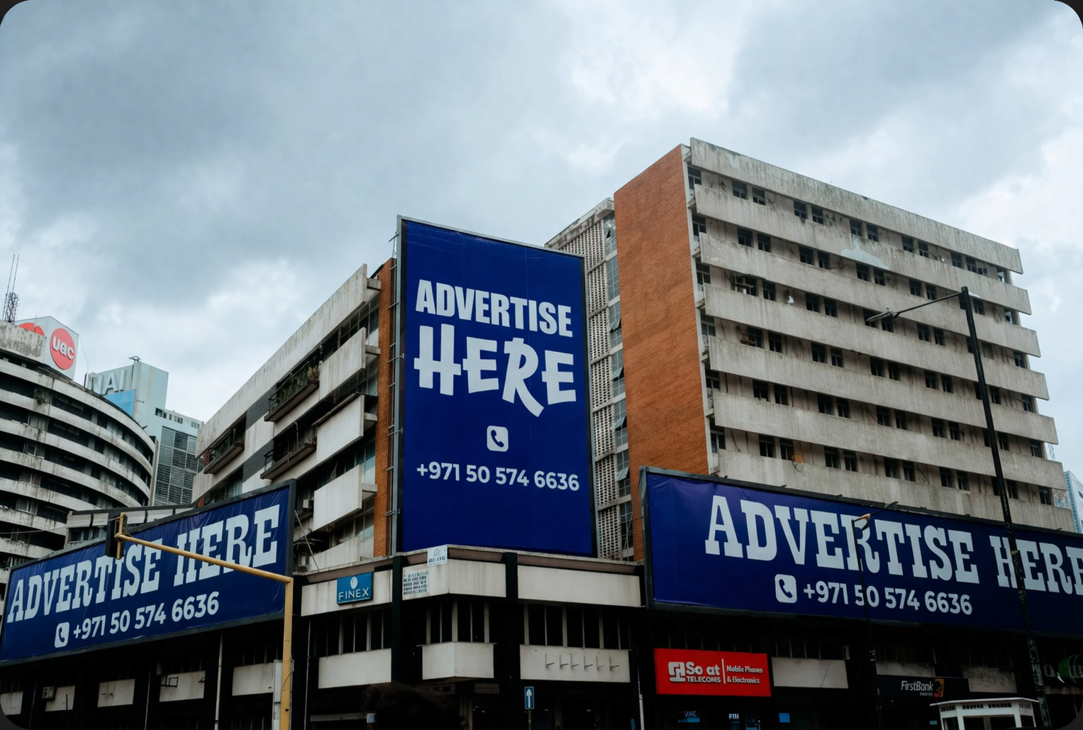 Urban billboard ad scene in the city